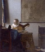 Johannes Vermeer Woman with a lute. USA oil painting artist